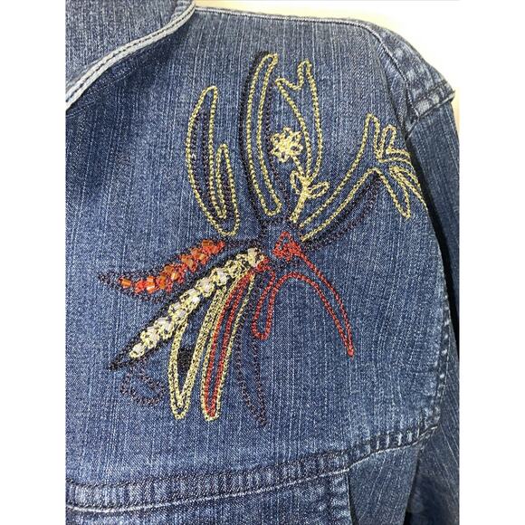 Marsh Landing Women’s Jean Jacket Denim Embroidery Sequins Beading Size Large - Picture 6 of 8
